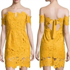 NWT Few Moda Alison Off The Shoulder Marigold Dress Size X-Small